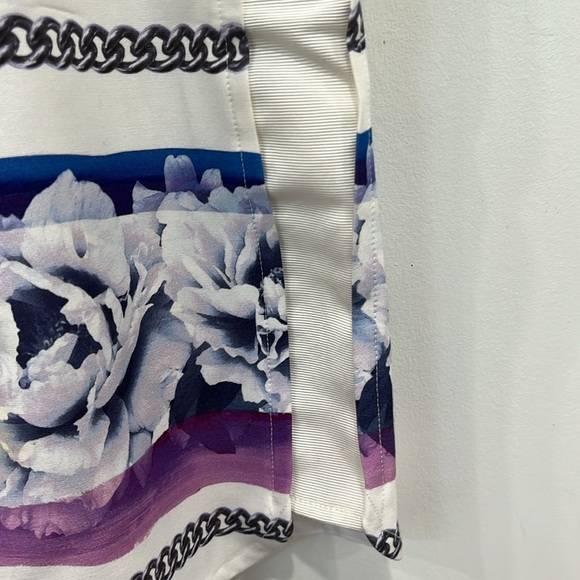 Camilla and Marc Juniper Printed Silk Cotton White Striped Floral Zipper Dress 6 - Picture 9 of 16